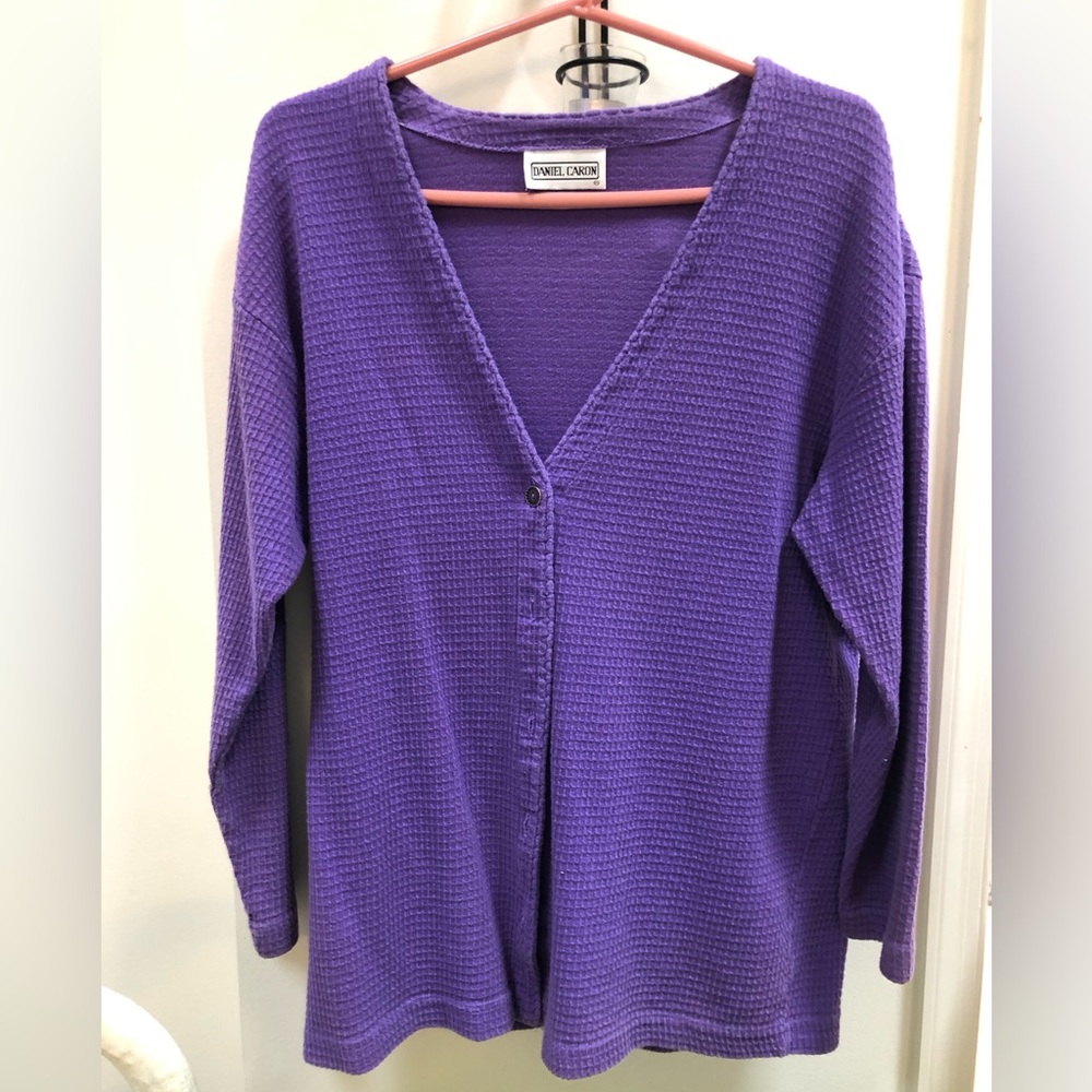 Vibrant Purple V-Neck Cardigan